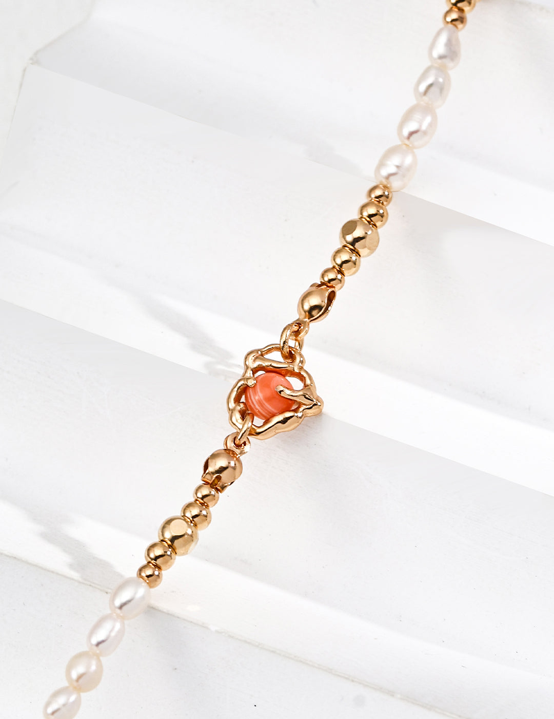 【Keliana】S925淡水パール × コーラルチャームネックレス|開運・魅力UP|ギフト対応