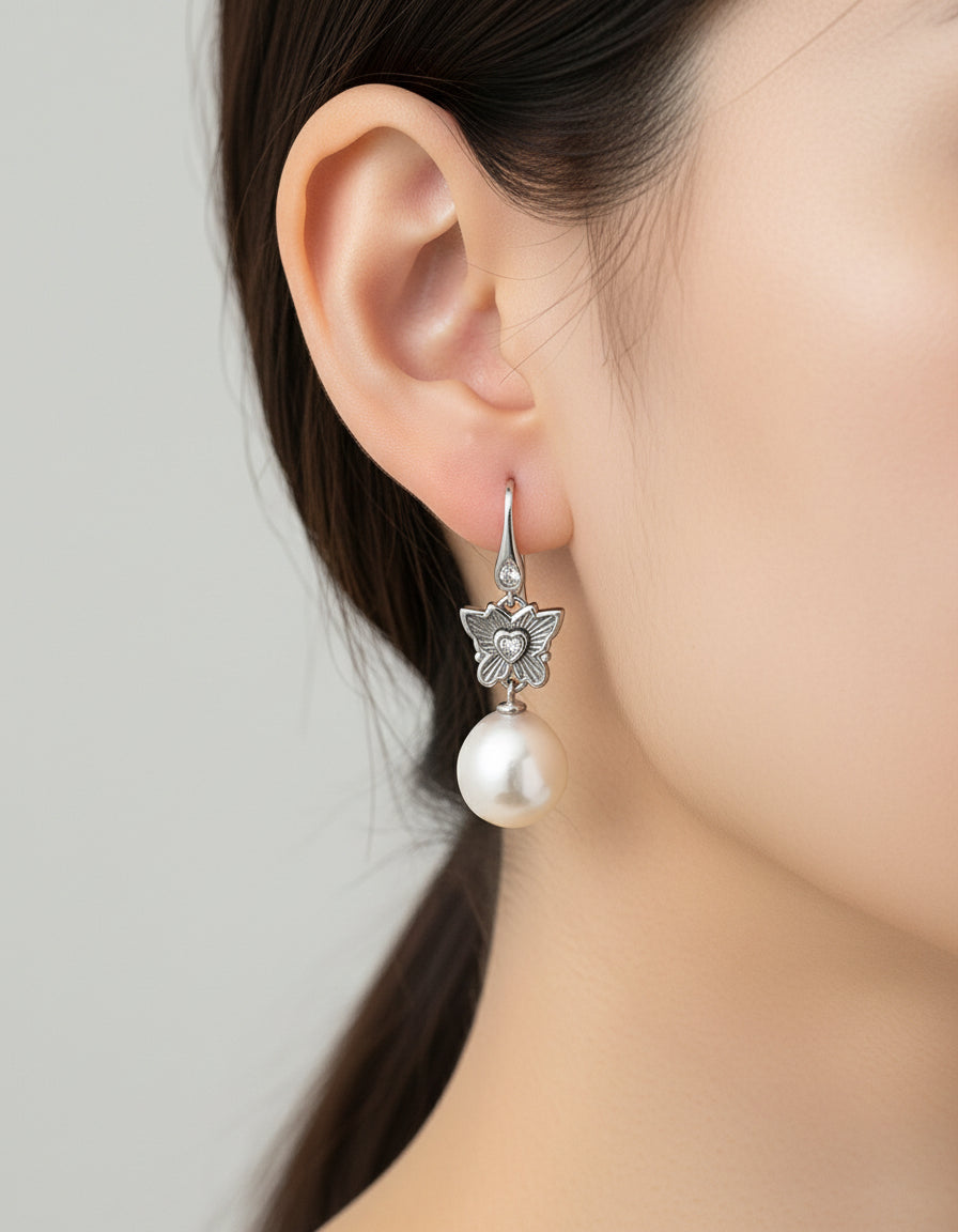 【Keliana】S925天然淡水パール蝶モチーフピアス｜ギフト対応