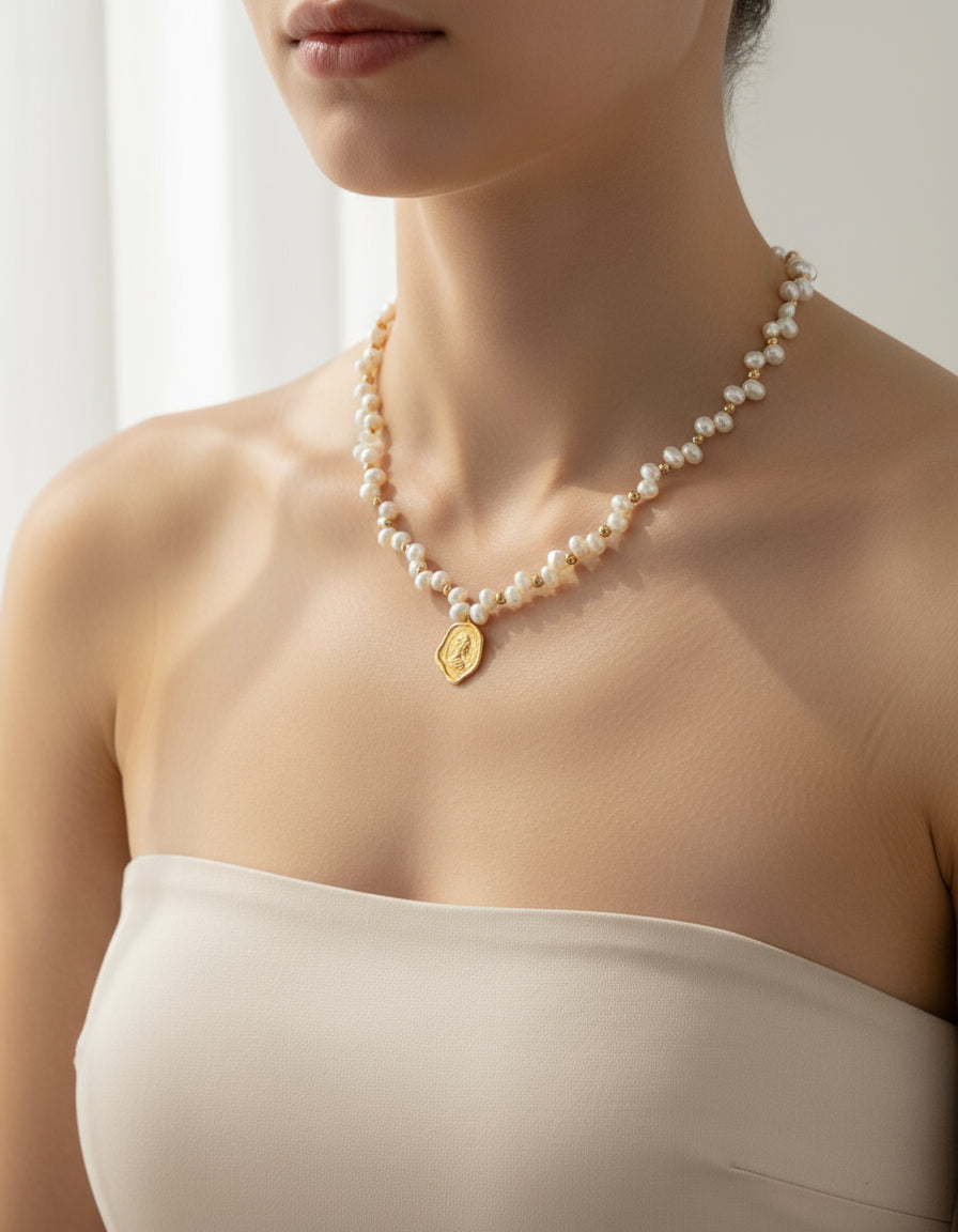 【Keliana】S925天然パール × コインモチーフネックレス｜上品・大人可愛い｜ギフト対応