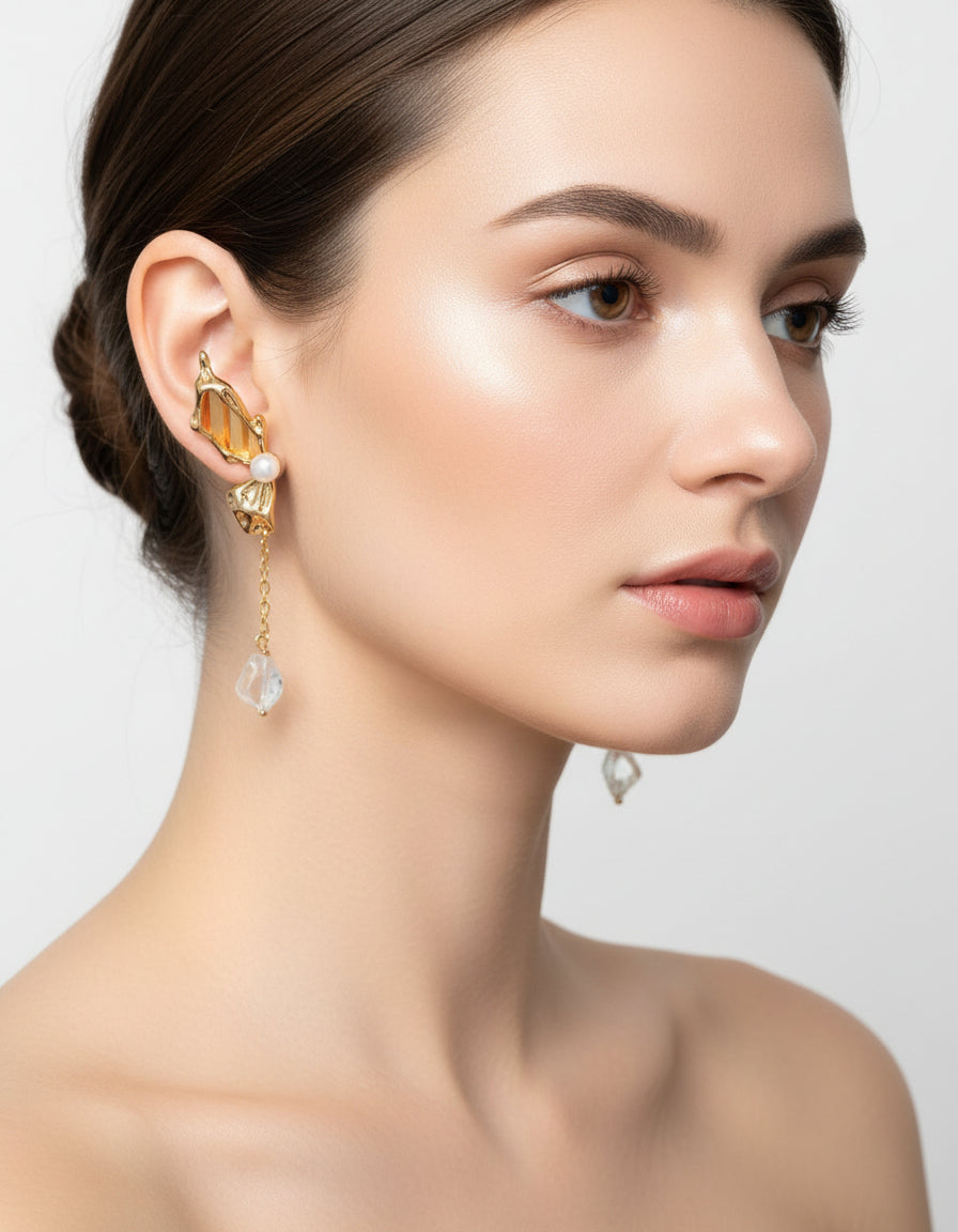 【Keliana】バタフライ淡水パールピアス｜2色選択可（ゴールド／シルバー）｜ギフト対応