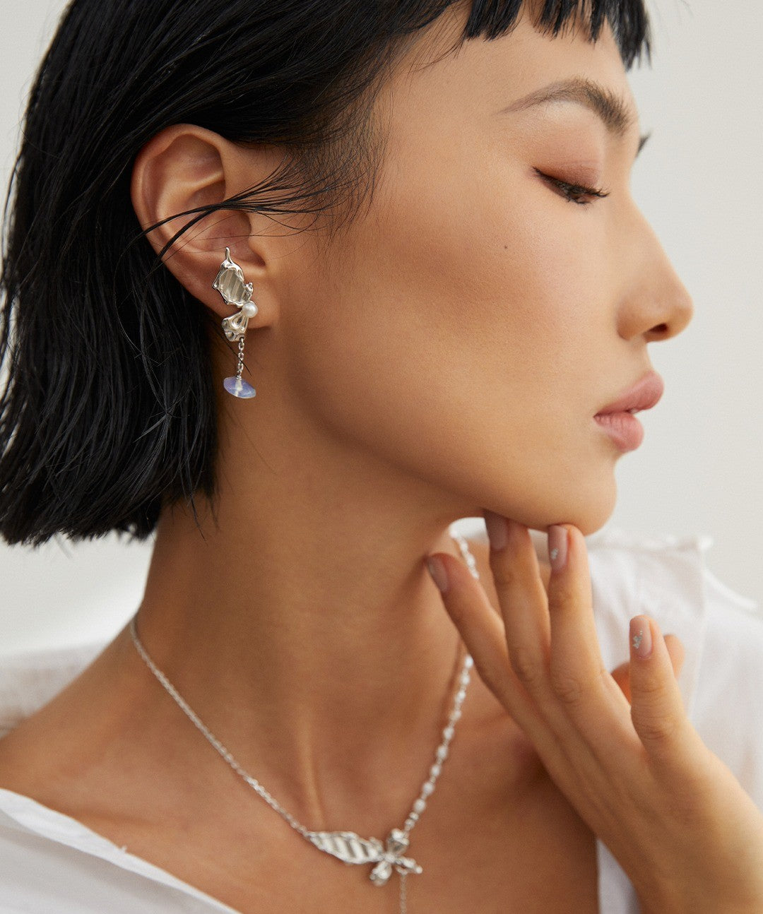 【Keliana】バタフライ淡水パールピアス｜2色選択可（ゴールド／シルバー）｜ギフト対応