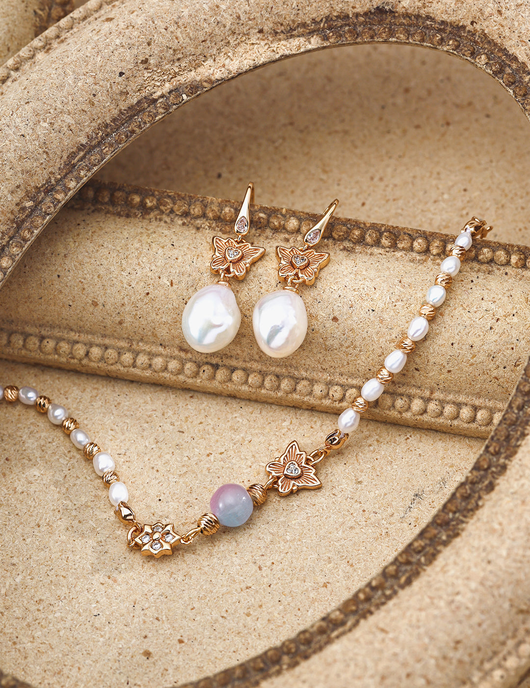 【Keliana】S925淡水パール＆ラベンダーストーンブレスレット｜2色選択可（ゴールド／シルバー）｜ギフト対応