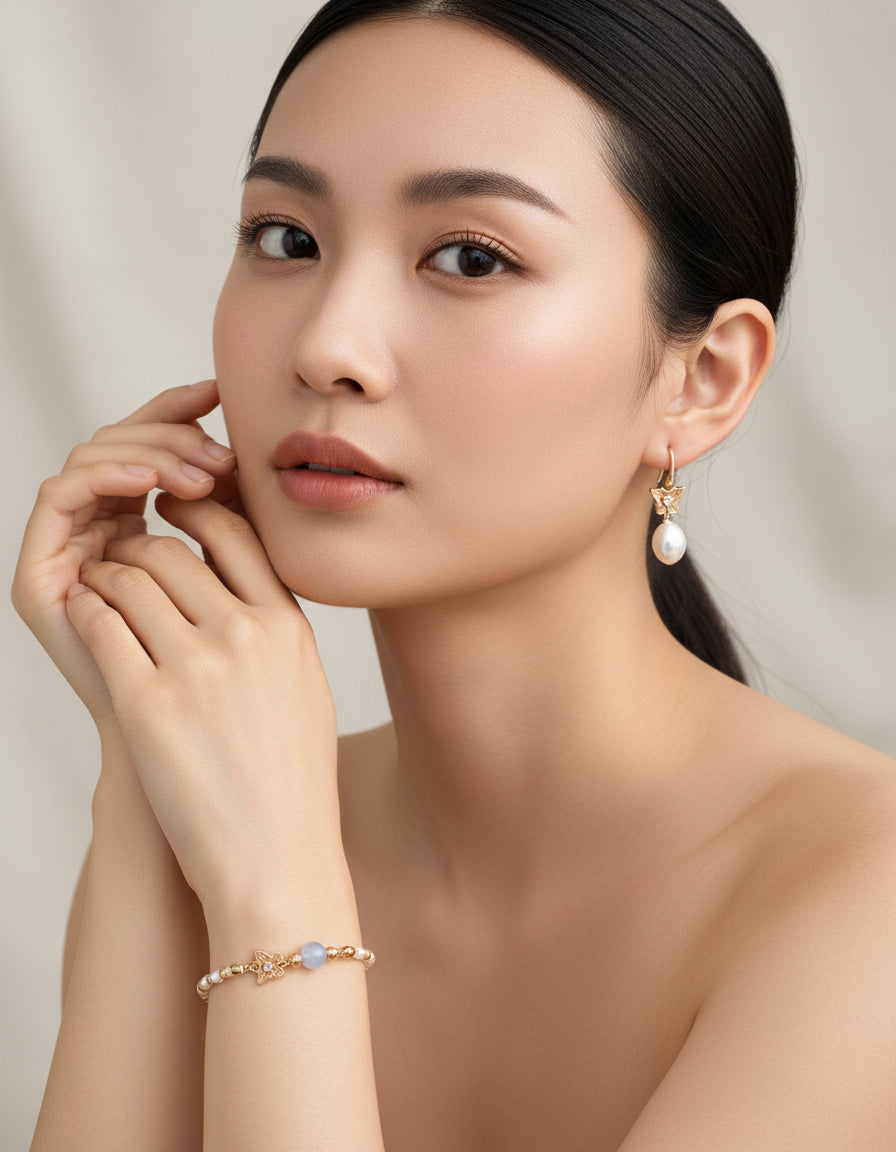 【Keliana】S925淡水パール＆ラベンダーストーンブレスレット｜2色選択可（ゴールド／シルバー）｜ギフト対応