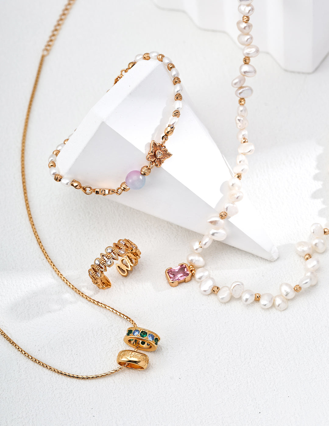 【Keliana】S925淡水パール＆ラベンダーストーンブレスレット｜2色選択可（ゴールド／シルバー）｜ギフト対応