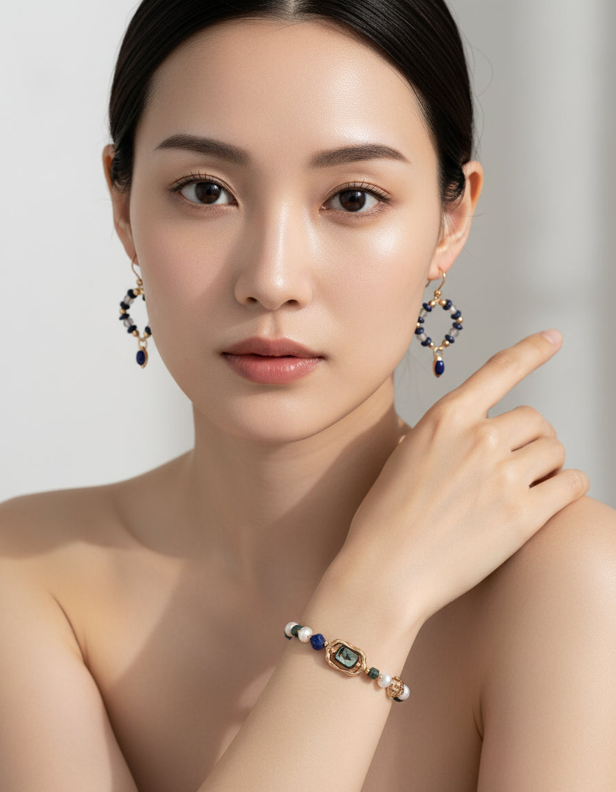 【Keliana】S925ラピスラズリ＆クリスタルピアス｜ギフト対応