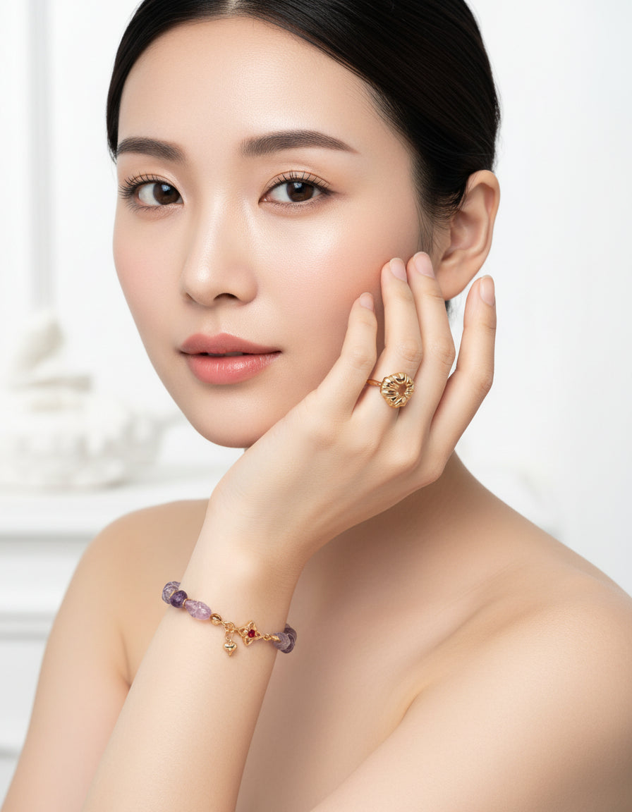 【Keliana】S925アメジストデザインブレスレット｜ギフト対応