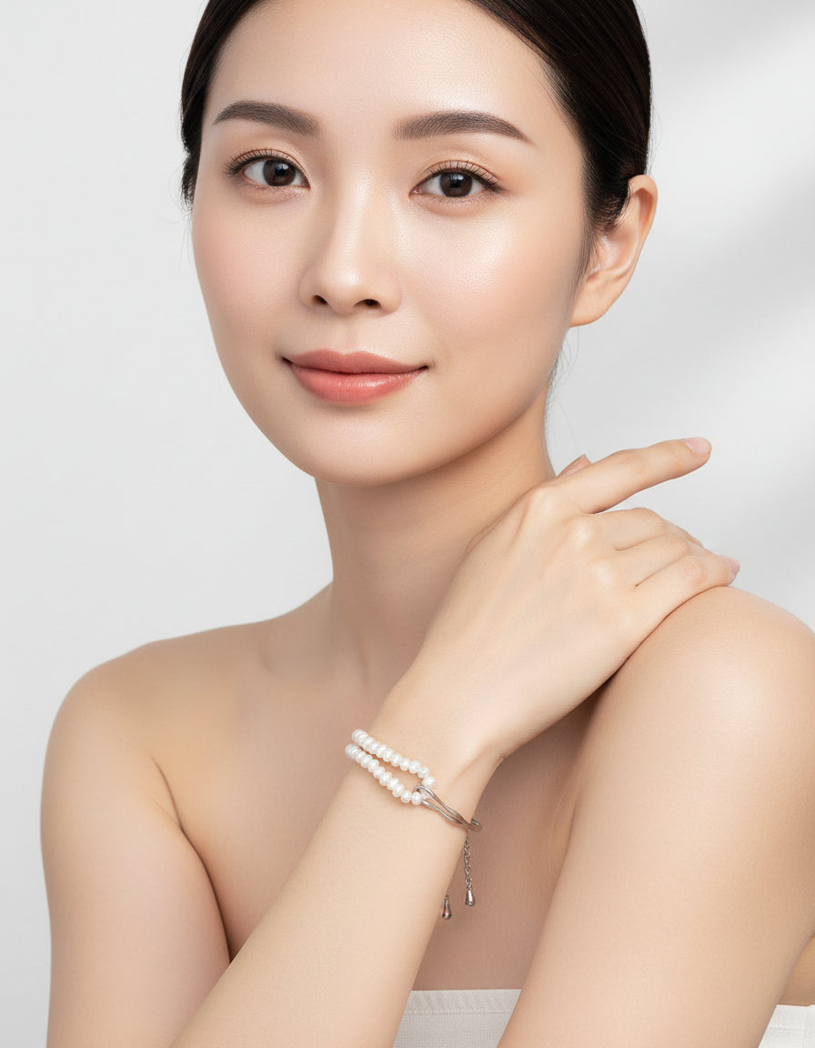 【Keliana】S925淡水パールツイストブレスレット｜2色選択可（ゴールド／シルバー）｜ギフト対応