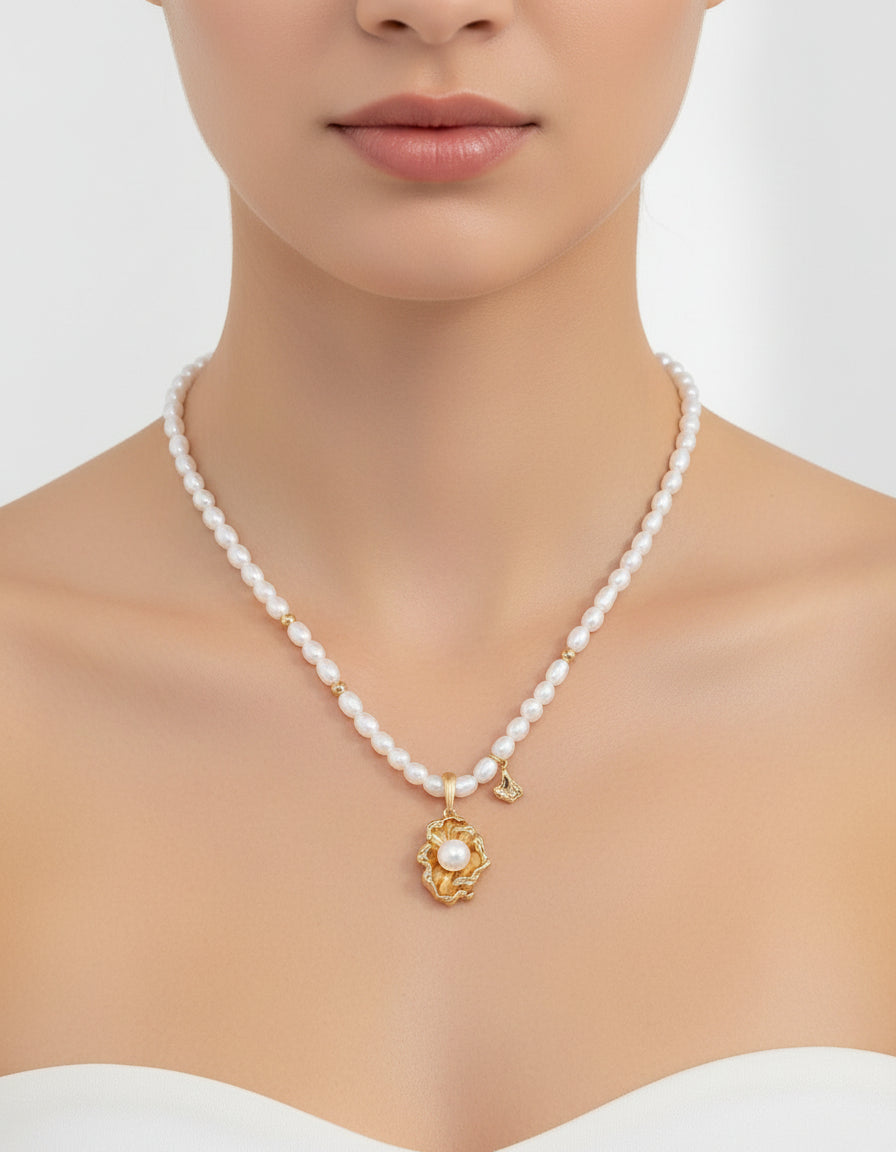 【Keliana】S925淡水パールデザインネックレス｜2色選択可（ゴールド／シルバー）｜ギフト対応