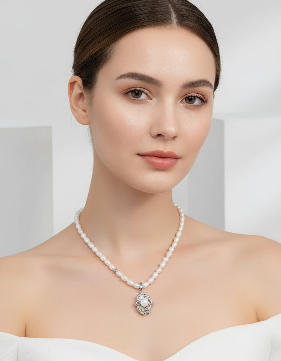 【Keliana】S925淡水パールデザインネックレス｜2色選択可（ゴールド／シルバー）｜ギフト対応