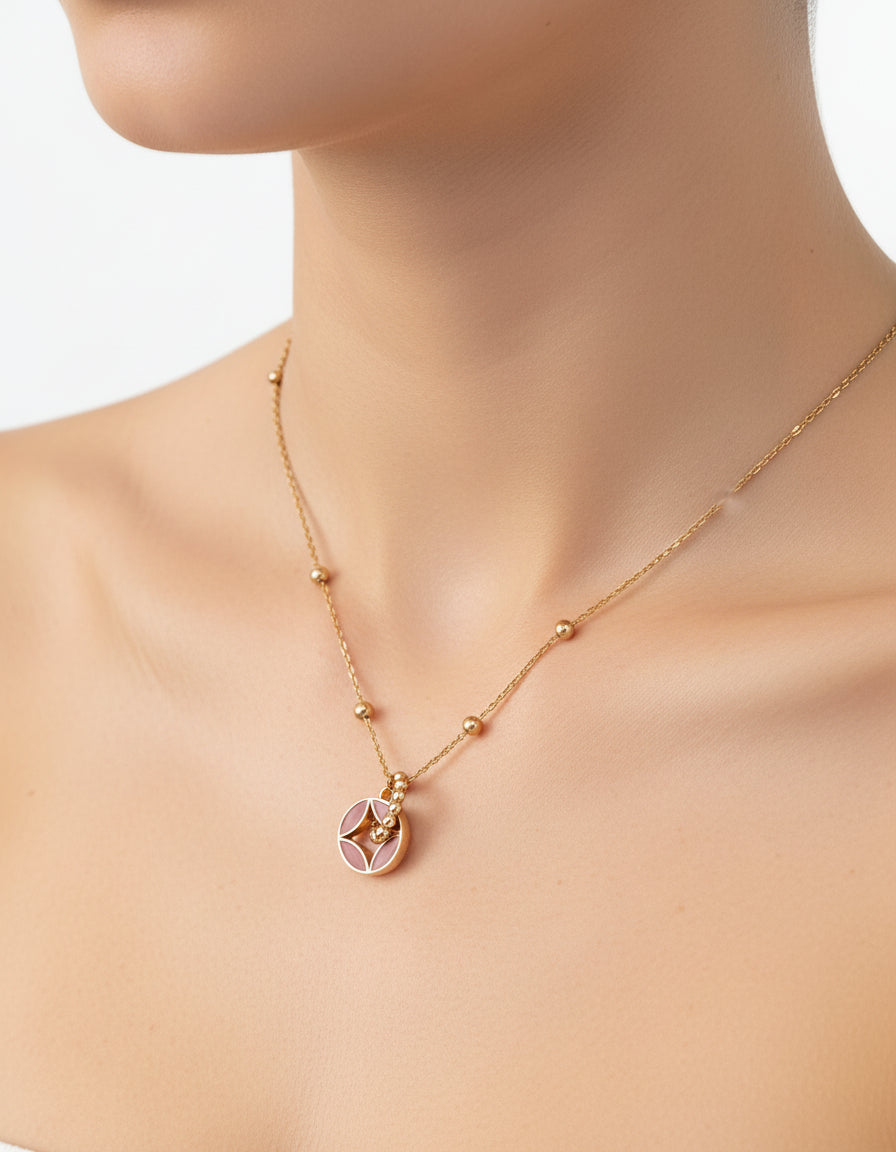 【Keliana】S925レッドストーン×ゴールドネックレス｜上品デザイン｜ギフト対応