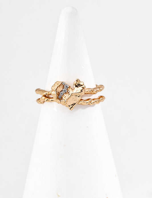 【Keliana】アートテクスチャー×ジルコニアリング｜上品デザイン｜ギフト対応