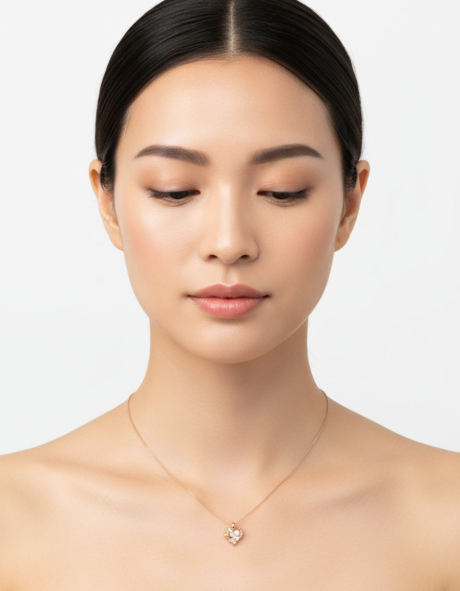 【Keliana】S925アートハート×ジルコニアネックレス｜上品デザイン｜ギフト対応