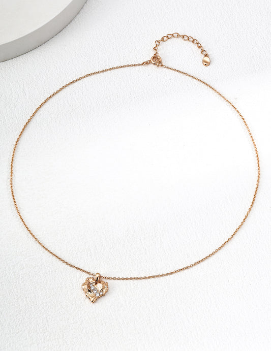 【Keliana】S925アートハート×ジルコニアネックレス｜上品デザイン｜ギフト対応