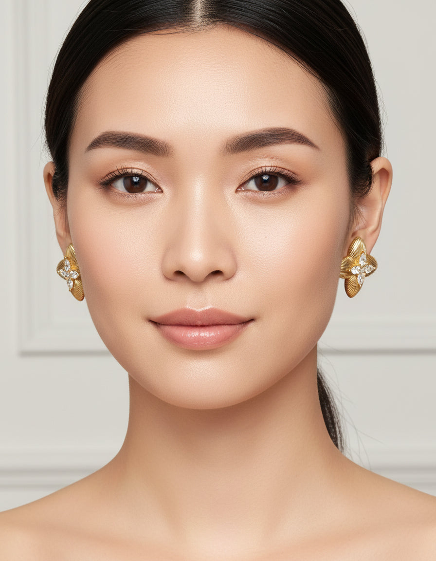 【Keliana】S925フラワーモチーフ×ジルコニアピアス｜2色選択可（ゴールド／シルバー）｜ギフト対応