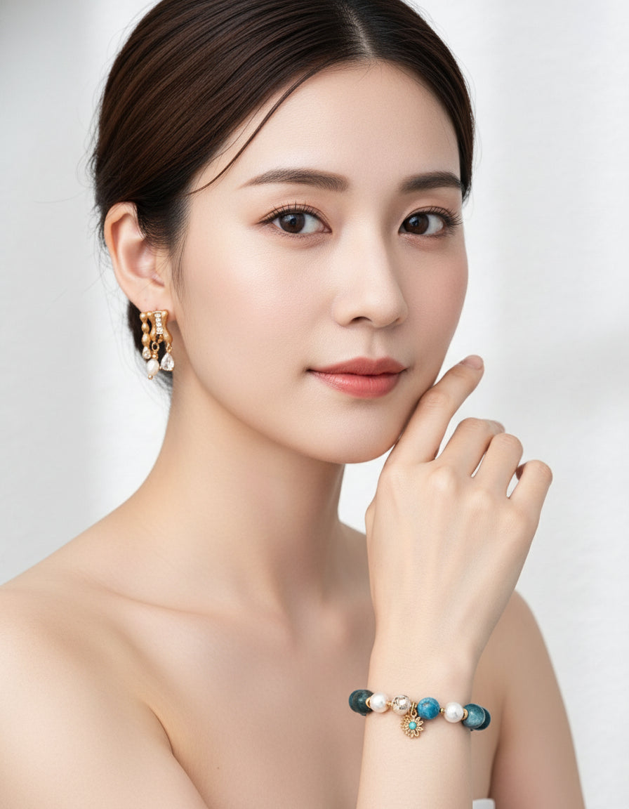 【Keliana】S925ウェーブメタル×パールピアス｜2色選択可｜ギフト対応