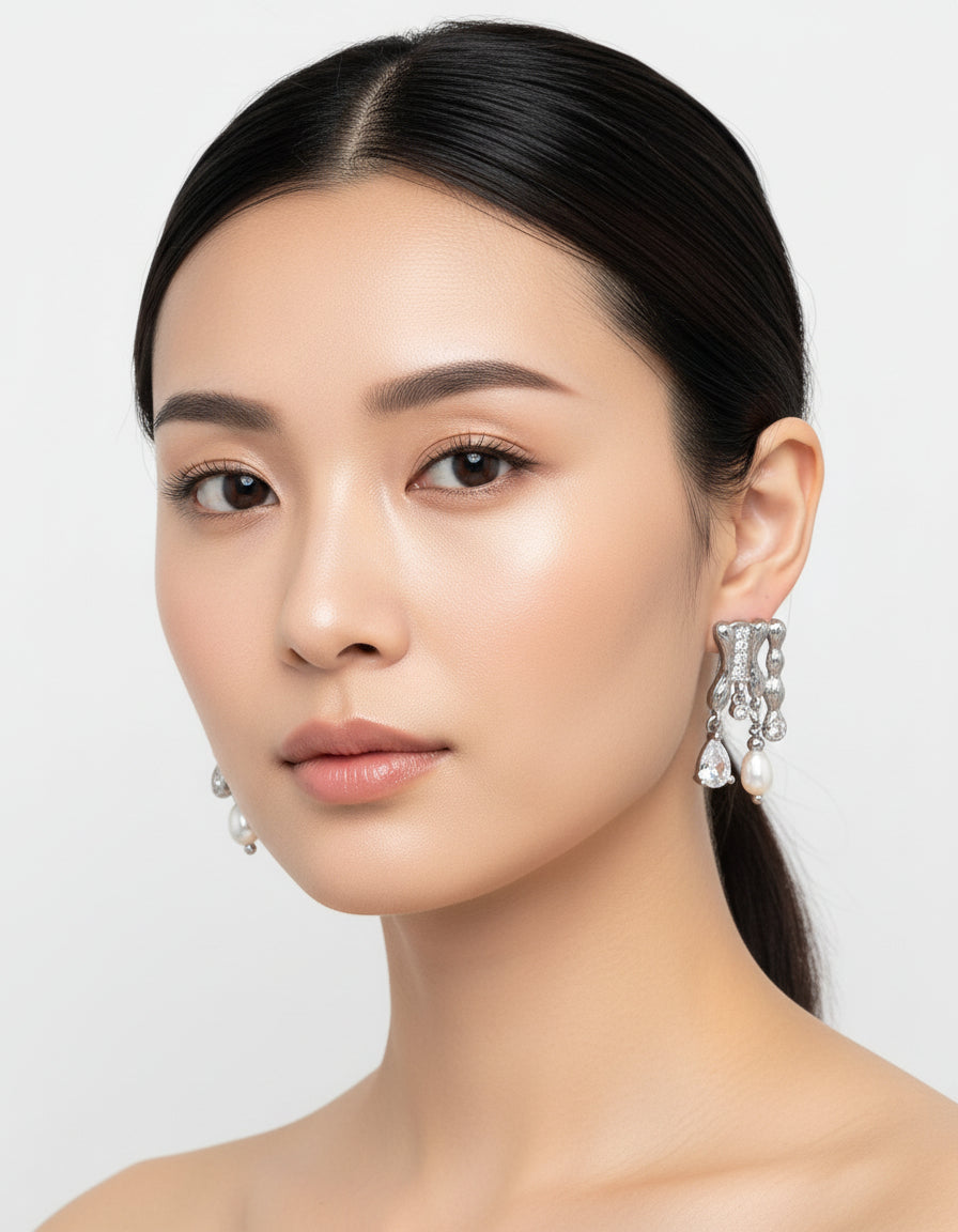 【Keliana】S925ウェーブメタル×パールピアス｜2色選択可｜ギフト対応