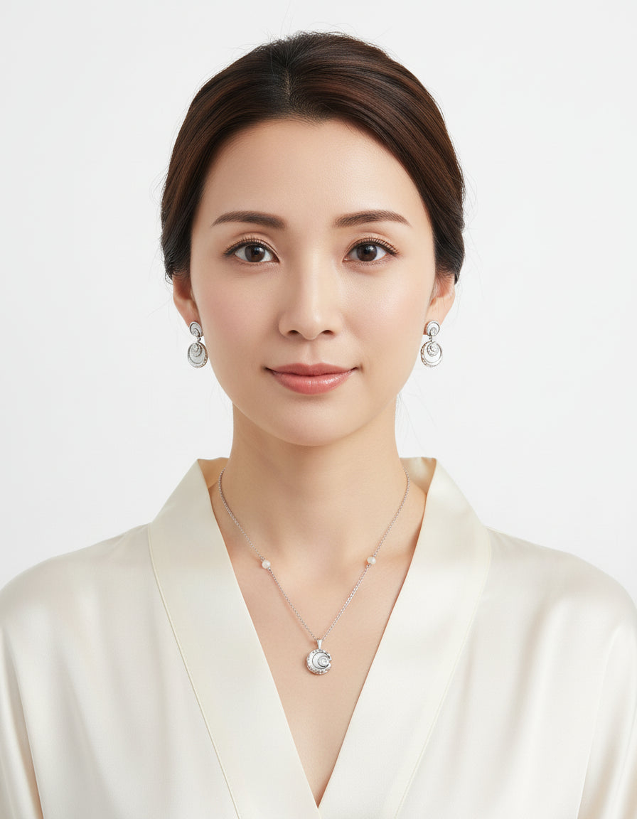 【Keliana】S925マザーオブパール風×ジルコニアサークルピアス｜2色選択可（ゴールド／シルバー）｜ギフト対応