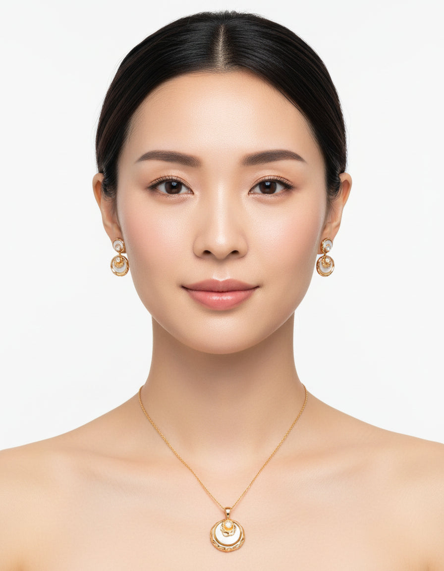 【Keliana】S925マザーオブパール風×ジルコニアサークルピアス｜2色選択可（ゴールド／シルバー）｜ギフト対応