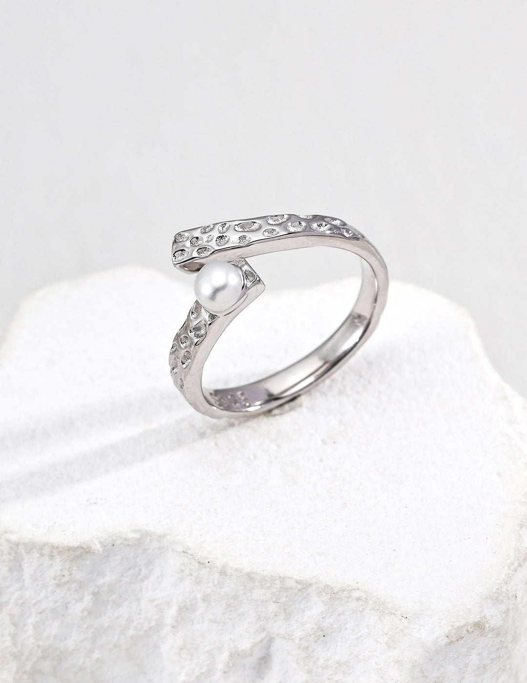 【Keliana】S925パールテクスチャーオープンリング｜2色選択可（ゴールド／シルバー｜ギフト対応