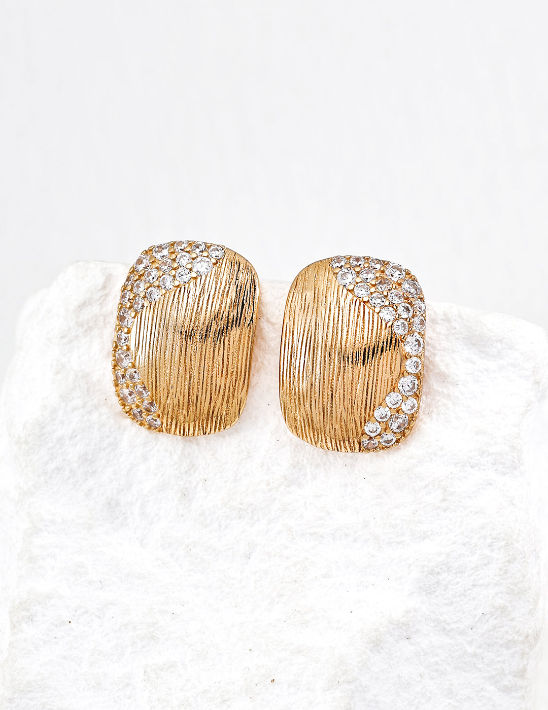 【Keliana】S925ラインストーンエレガンスピアス｜ゴールド｜上品質感×開運魅力アップ｜ギフト対応