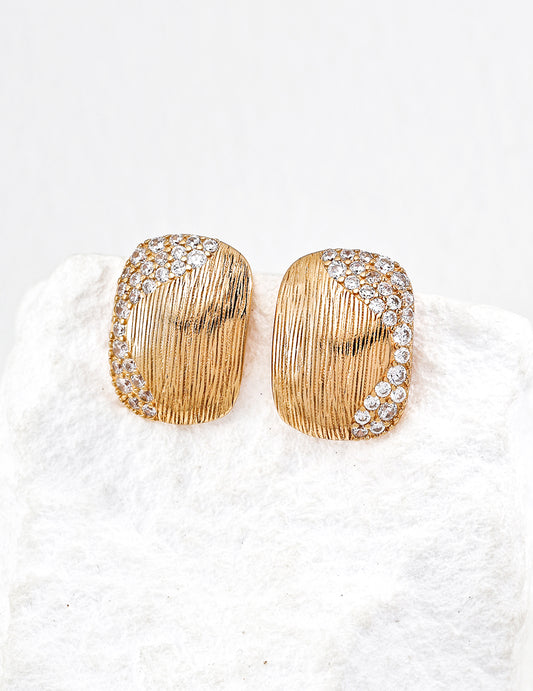 【Keliana】S925ラインストーンエレガンスピアス｜ゴールド｜上品質感×開運魅力アップ｜ギフト対応