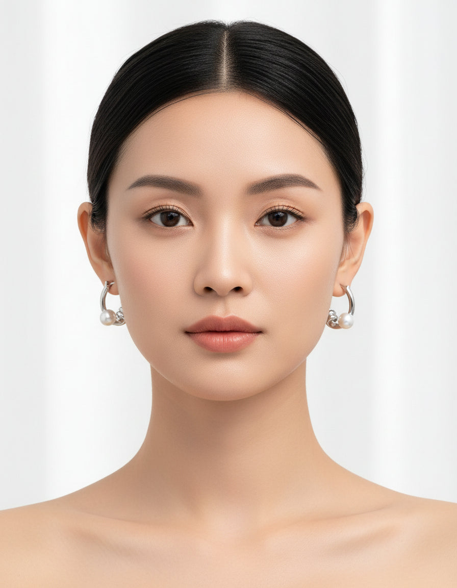 【Keliana】S925パールノットフープピアス｜2色選択可（ゴールド／シルバー）｜ギフト対応