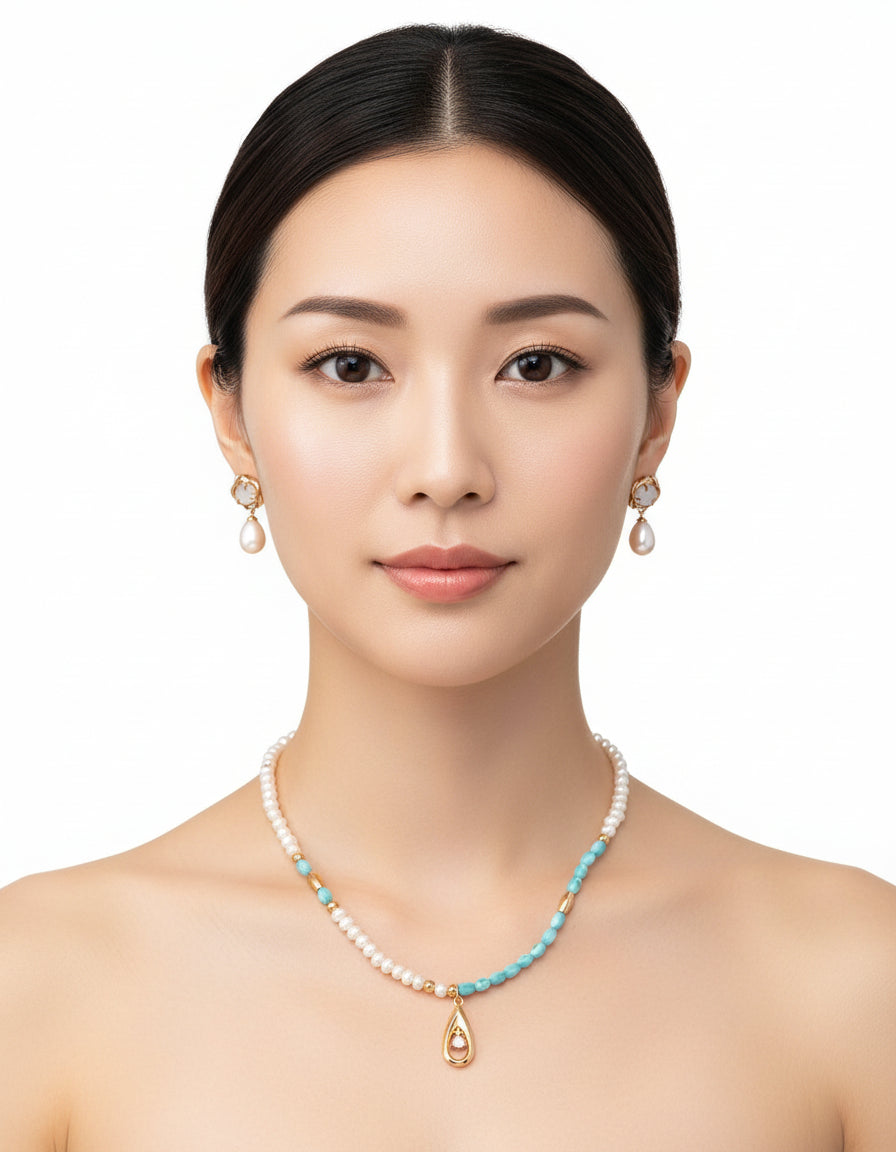 【Keliana】S925天然パール × マザーオブパール 融岩デザインピアス｜上品・大人可愛い・ギフト対応