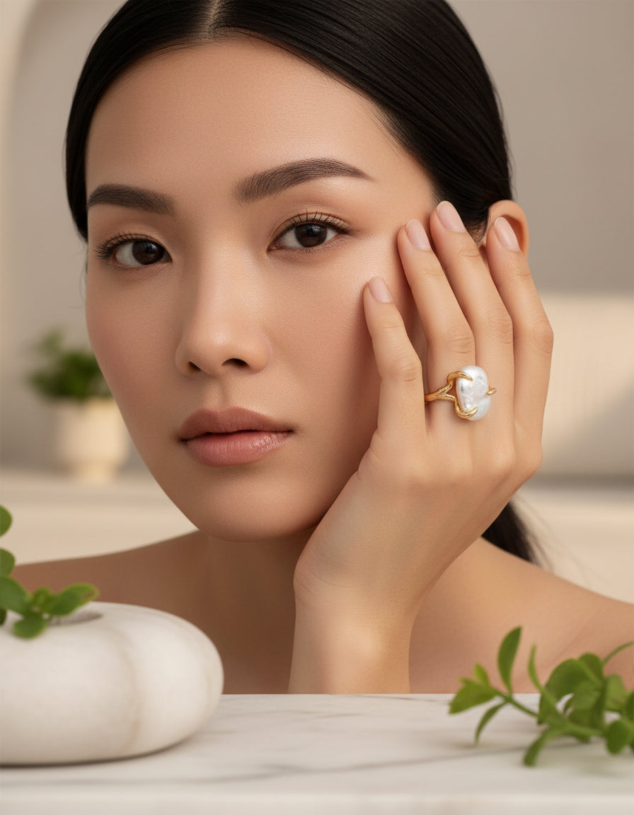 【Keliana】S925天然パールリング｜2色選択可（ゴールド／シルバー）｜ギフト対応