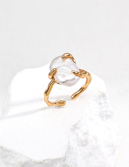 【Keliana】S925天然パールリング｜2色選択可（ゴールド／シルバー）｜ギフト対応