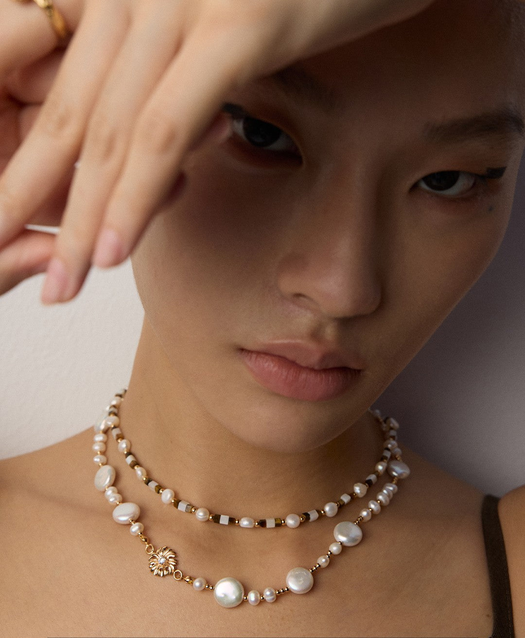 【Keliana】S925淡水パールネックレス｜ゴールド装飾×フラワーモチーフ｜ギフト対応