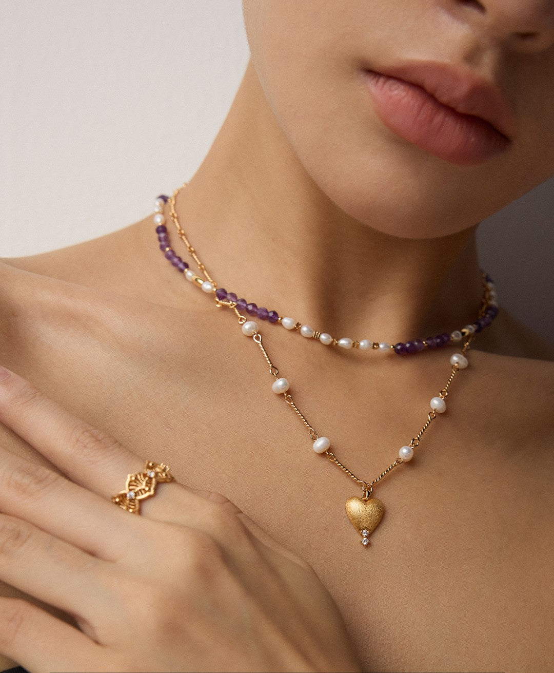 【Keliana】S925淡水パール×ハートチャームネックレス｜ギフト対応