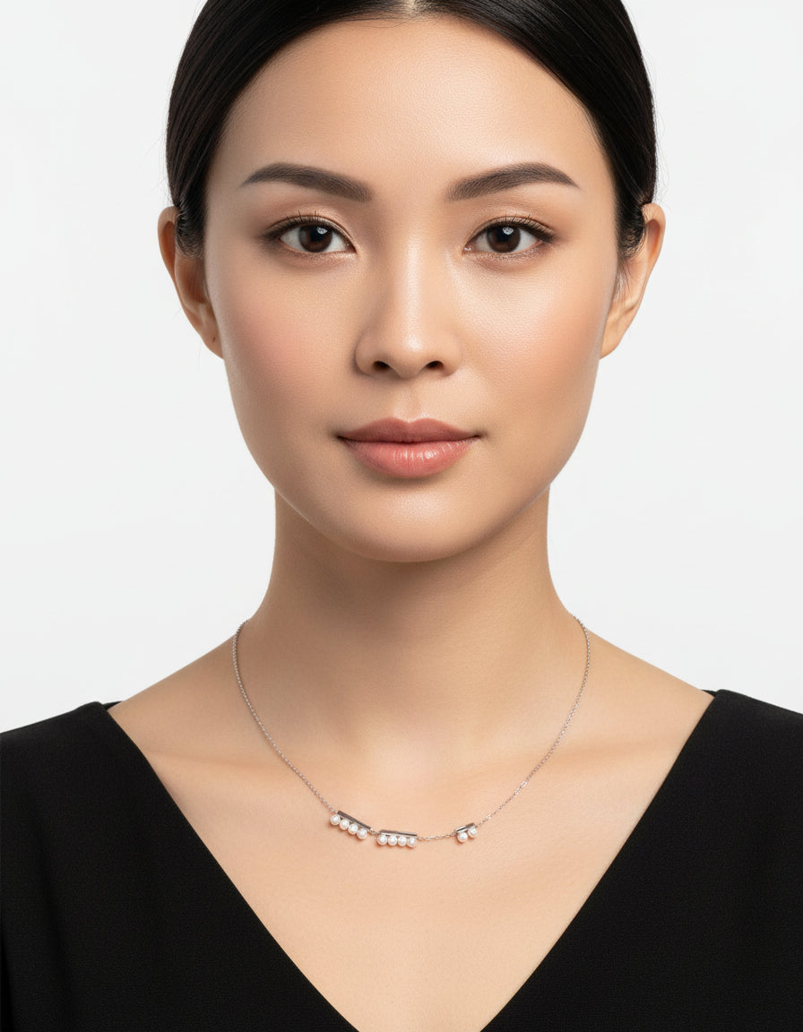 【Keliana】S925淡水パールバー ネックレス｜2色選択可（ゴールド／シルバー）｜ギフト対応