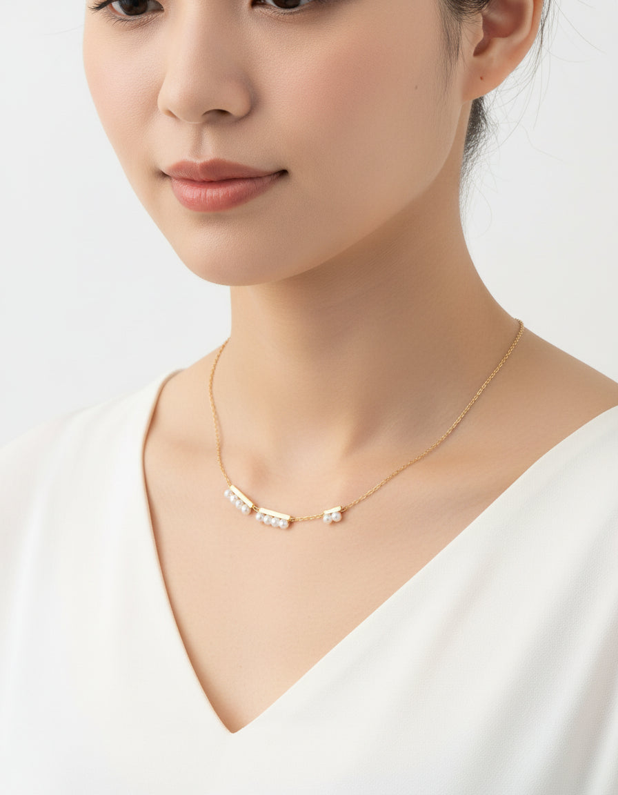 【Keliana】S925淡水パールバー ネックレス｜2色選択可（ゴールド／シルバー）｜ギフト対応