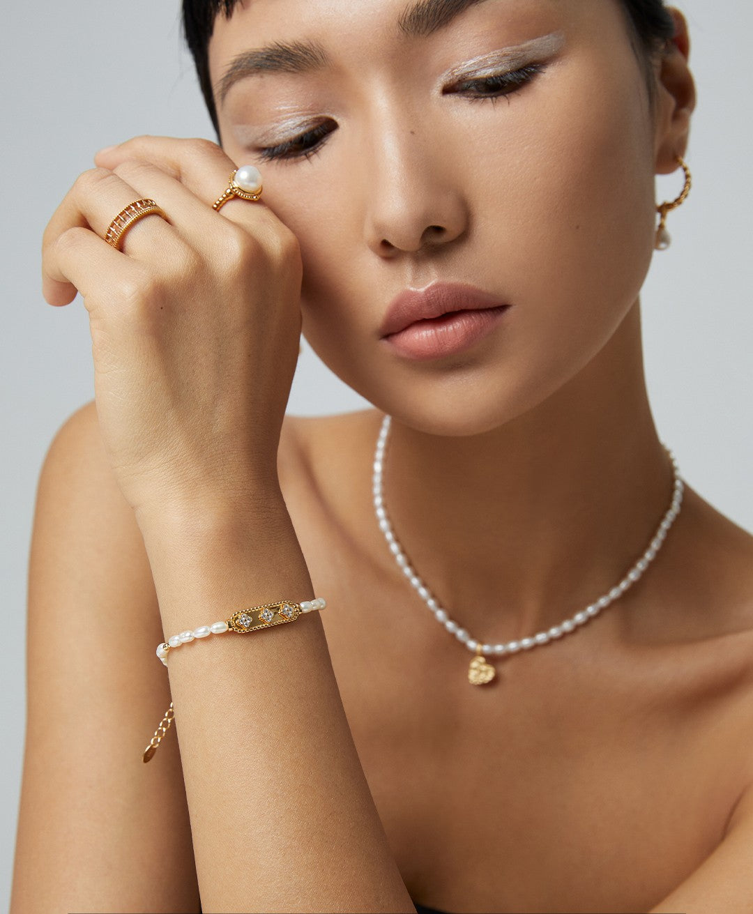 【Keliana】S925淡水パール×メタリックバー ブレスレット｜大人上品な華奢デザイン｜ギフト対応